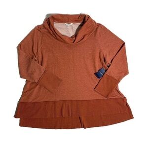 NEW Lucky Brand 3X 36 cowl neck pullover rust